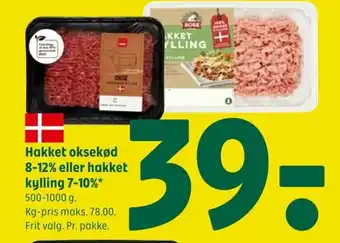 Coop 365 Hakket oksekød 8-12% eller hakket kylling 7-10%* tilbud