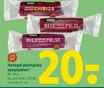 Coop 365 Hanegal økologiske spegepølser tilbud