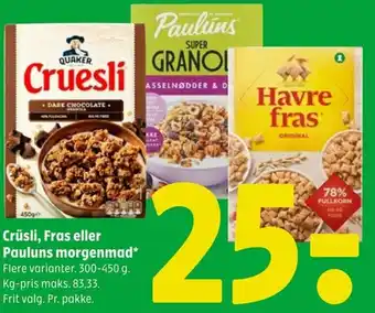 Coop 365 Crüsli, Fras eller Pauluns morgenmad tilbud