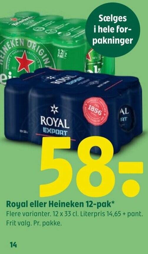 Coop 365 Royal eller Heineken 12-pak tilbud