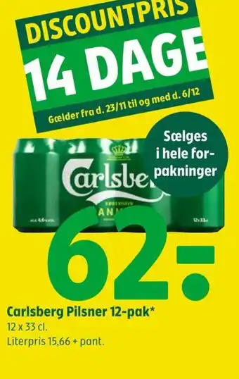 Coop 365 Carlsberg Pilsner 12-pak tilbud