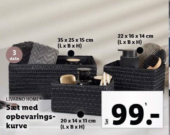 Lidl Livarno home - sæt med opbevaringskurve tilbud