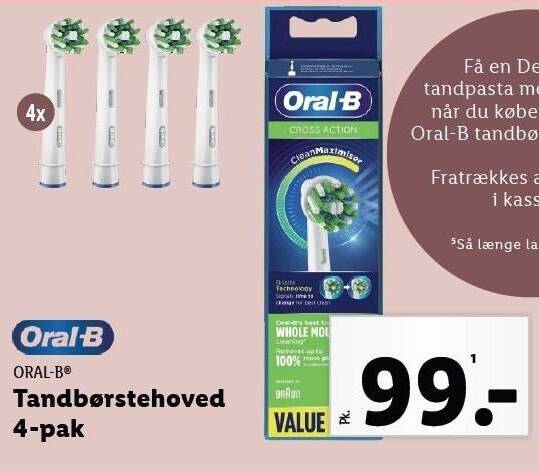 Lidl Oral-b tandebørstehoved 4-pak tilbud