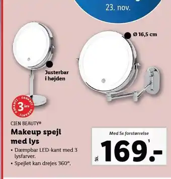 Cien beauty makeup spejl med lys