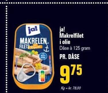 Otto Duborg Ja! makrelfilet i olie tilbud