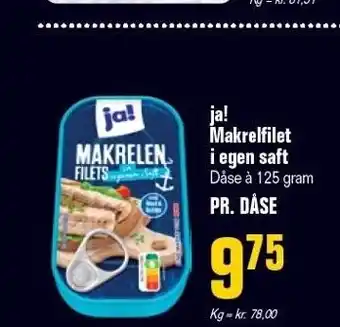 Otto Duborg Ja! makrelfilet i egen saft tilbud