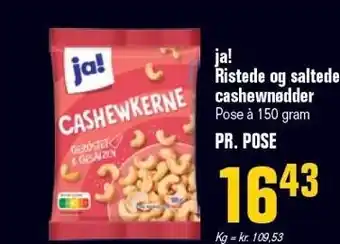 Otto Duborg Ja! ristede og saltede cashewnødder tilbud