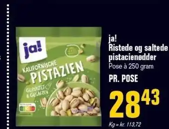 Otto Duborg Ja! ristede og saltede pistacienødder tilbud