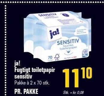 Otto Duborg Ja! fugtigt toiletpapir sensitiv tilbud