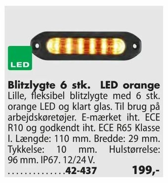 Biltema Blitzlygte 6 stk. LED orange tilbud