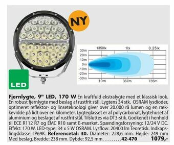 Biltema Fjernlygte, 9" LED, 170 W tilbud