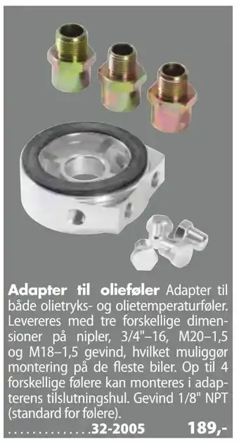 Biltema Adapter til olieføler tilbud