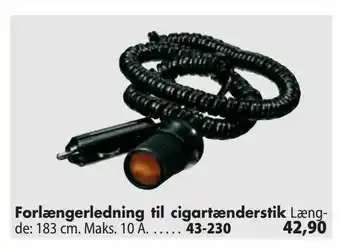 Forlængerledning til cigartænderstik