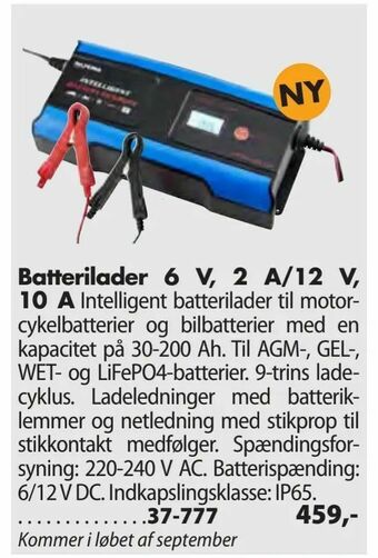 Batterilader 6 V, 2 A/12 V, 10 a