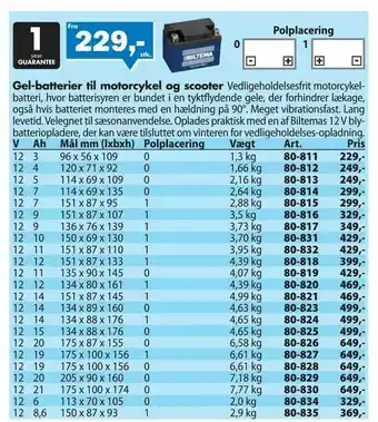 Biltema Gel-batterier til motorcykel og scooter tilbud