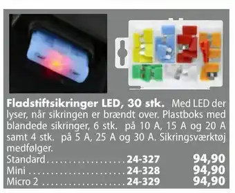 Biltema Fladstiftsikringer LED, 30 stk tilbud