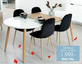 Daells Bolighus Sættilbud bord + 4 stole tilbud