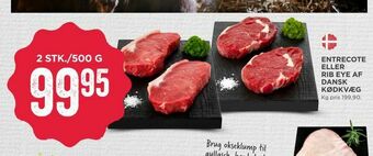 MENY Entrecote eller rib eye af dansk kødkvæg tilbud