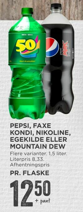 MENY Pepsi, faxe kondi, nikoline, egekilde eller mountain dew tilbud