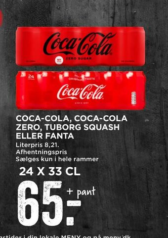 MENY Coca-cola, coca-cola zero, tuborg squash eller fanta tilbud