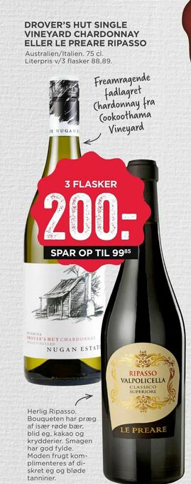 MENY Drover's hut single vineyard chardonnay eller le preare ripasso tilbud