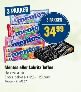 Mentos eller lakritz toffee