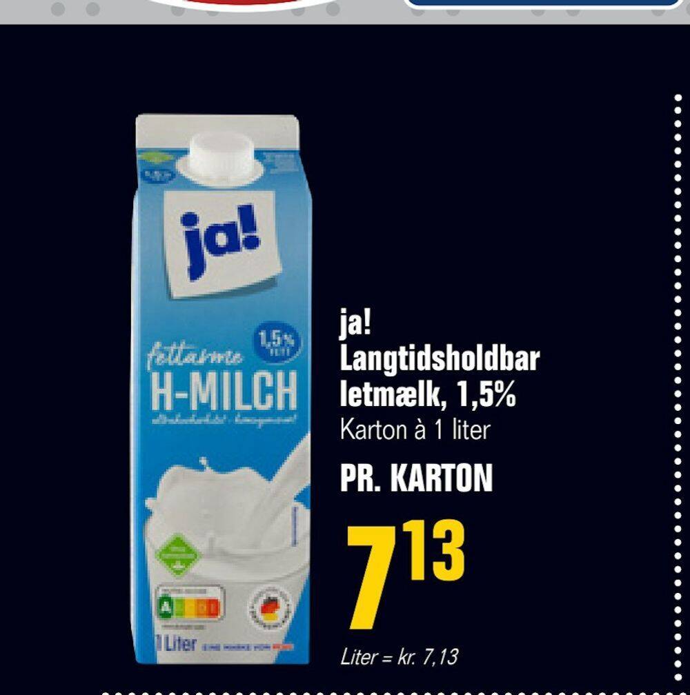 Otto Duborg Ja! langtidsholdbar letmælk, 1,5% tilbud