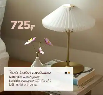 Daells Bolighus Paris batteri bordlampe tilbud
