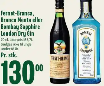 Fernet-Branca, Branca Menta eller Bombay Sapphire London Dry Gin