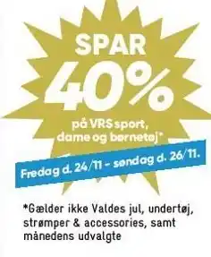 Bilka Spar 40% på vrssport, dame og børnetøj tilbud