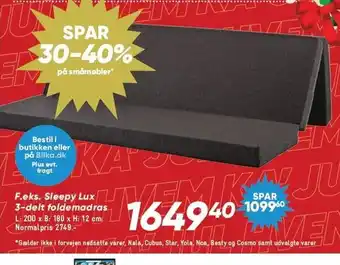 Bilka F.eks. sleepy lux 3-delt foldemadras tilbud