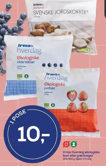 Irma Irmas økologiske bær eller grøntsager 200-500 g tilbud