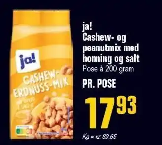 Poetzsch Padborg Ja! cashew- og peanutmix med honning og salt tilbud