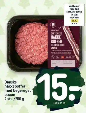 REMA 1000 Danske hakkebøffer med bøgerøget bacon tilbud