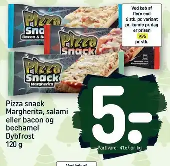 REMA 1000 Pizza snack margherita, salami eller bacon og bechamel tilbud