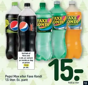 REMA 1000 Pepsi max eller faxe kondi tilbud