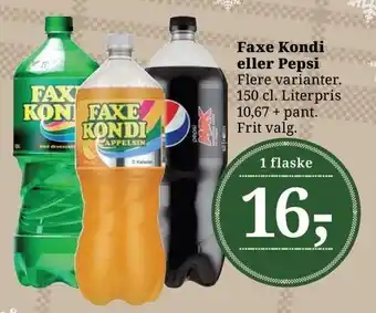 Dagli'Brugsen Faxe kondi eller pepsi tilbud