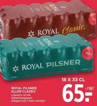 MENY Royal pilsner eller classic tilbud