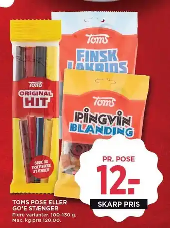 MENY Toms pose eller go'e stænger tilbud
