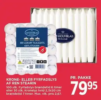 MENY Krone- eller fyrfadslys af ren stearin tilbud