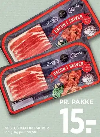 MENY Gestus bacon i skiver 150 g tilbud