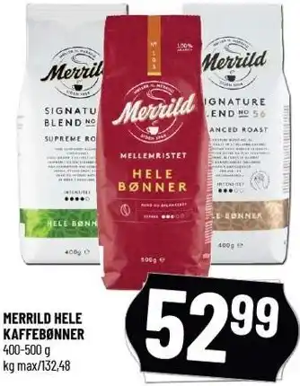Løvbjerg Merrild hele kaffebønner tilbud