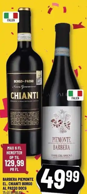 Barbera piemonte el. chianti borgo al passo docg