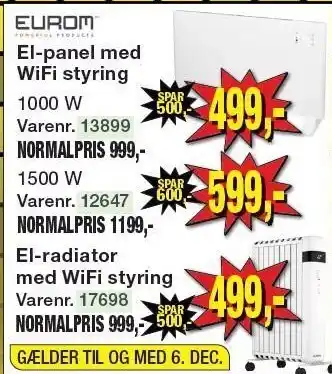 Harald Nyborg Eurom el-panel med wifi styring tilbud