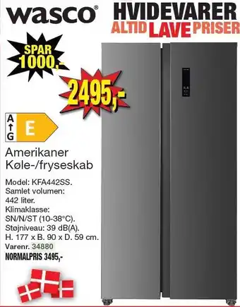 Harald Nyborg Amerikaner køle-/fryseskab tilbud