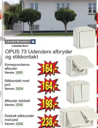 Opus 73 udendørs afbryder og stikkontakt