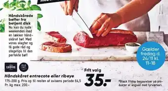 Bilka Håndskåret entrecote eller ribeye tilbud