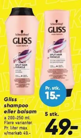 Bilka Gliss shampoo eller balsam tilbud