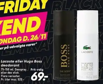 Bilka Lacoste eller hugo boss deodorant tilbud
