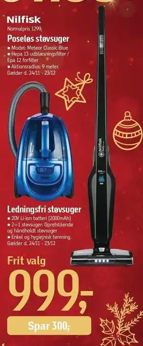 Føtex Nilfisk poseløs støvsuger eller ledningsfri støvsuger tilbud